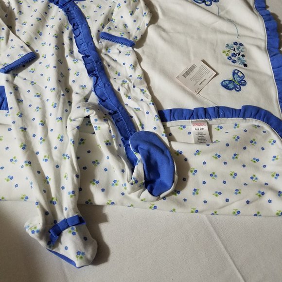 Gymboree Darling Butterfly NWT blanket & 3-6 Month footed sleeper - Picture 2 of 5